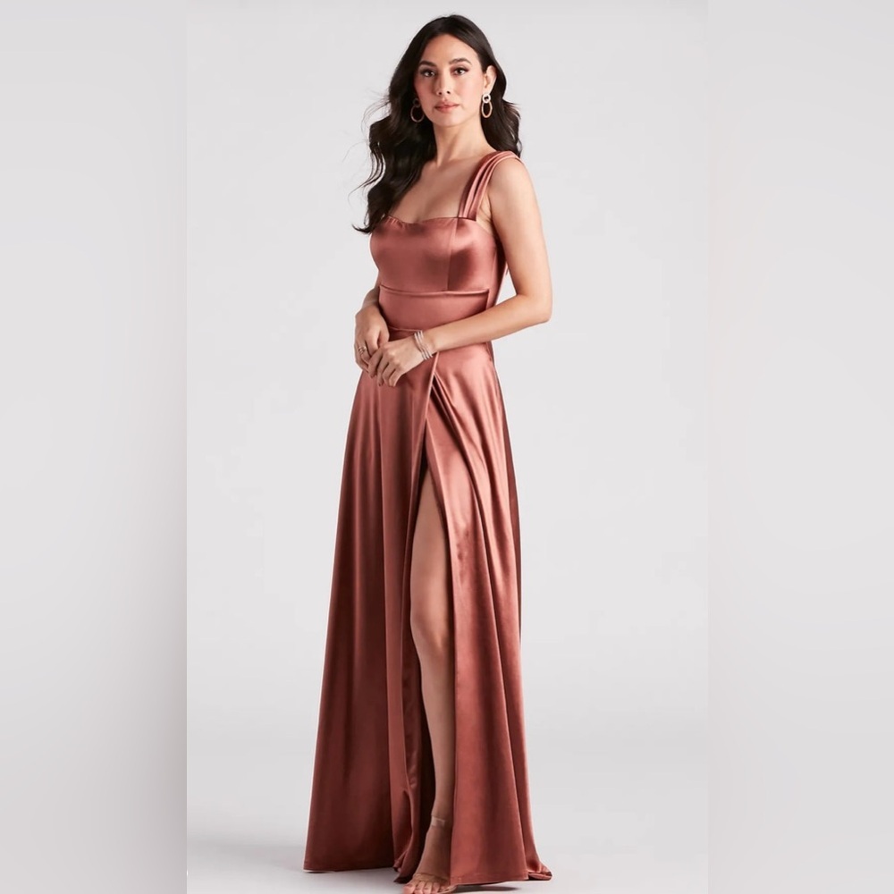 Windsor Rust One Shoulder Sleeveless Gown